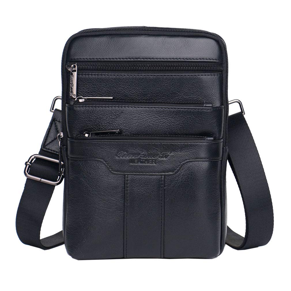 Umhängetasche aus Leder Schulter Crossbody Reisetasche für Herren Frauen 