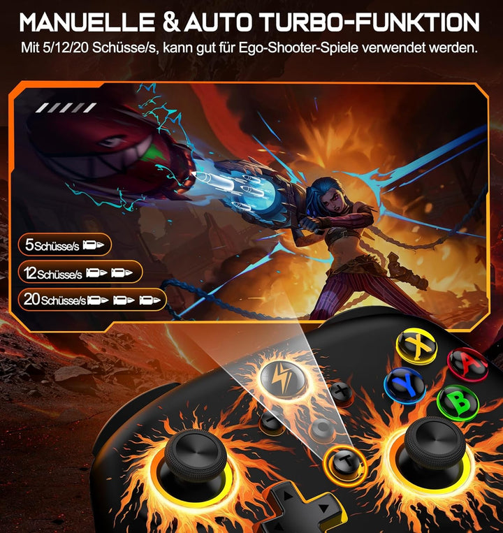Switch Controller-Wireless Switch Pro Controller mit Cooles RGB-Aussehen/Programmierbare/Turbo/Aufwa