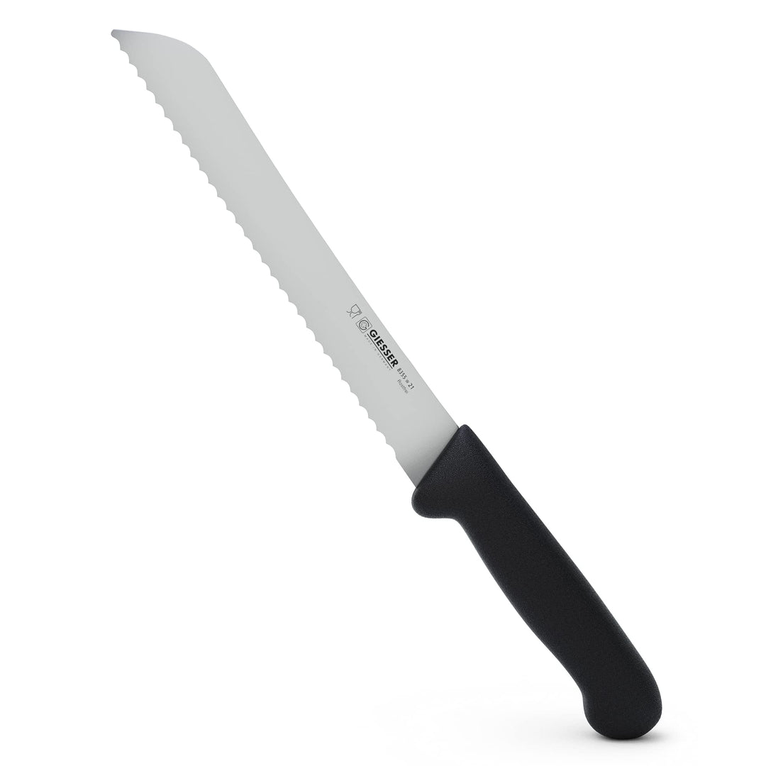 Giesser seit 1776 - Made in Germany - Brotmesser schwarz, Basic Black, Klinge 21 cm, Wellenschliff,