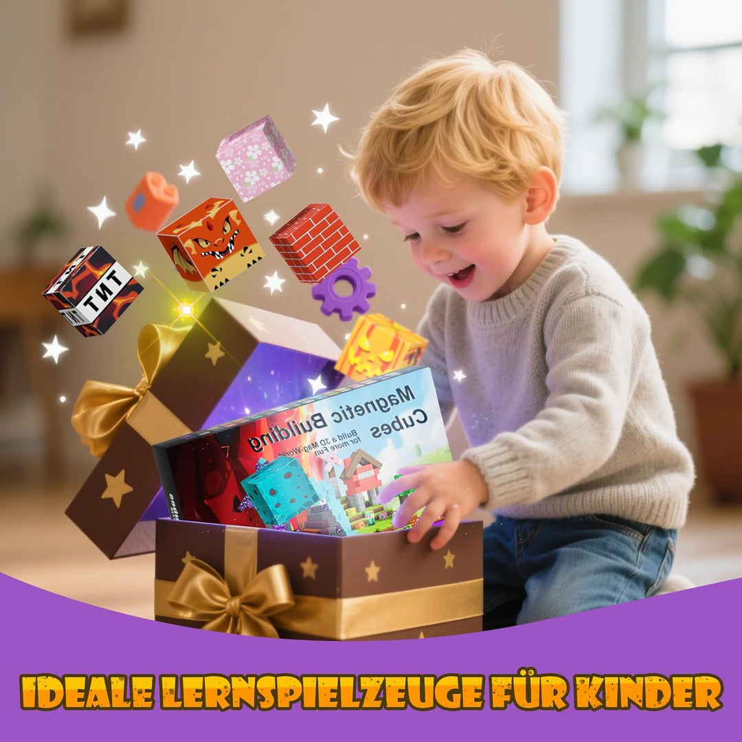 JOMBY Magnetische Bausteine - 208 Teile Magnetbausteine Set, Kreative STEM Spielzeug für Kinder 3+,