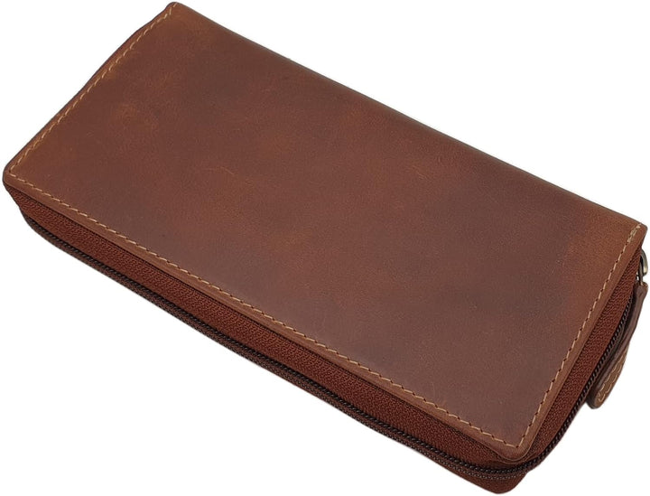 Grosse Vollrindleder Damen Geldbörse / Geldbeutel / Portemonnaie / Geldtasche / Portmonee rundherum