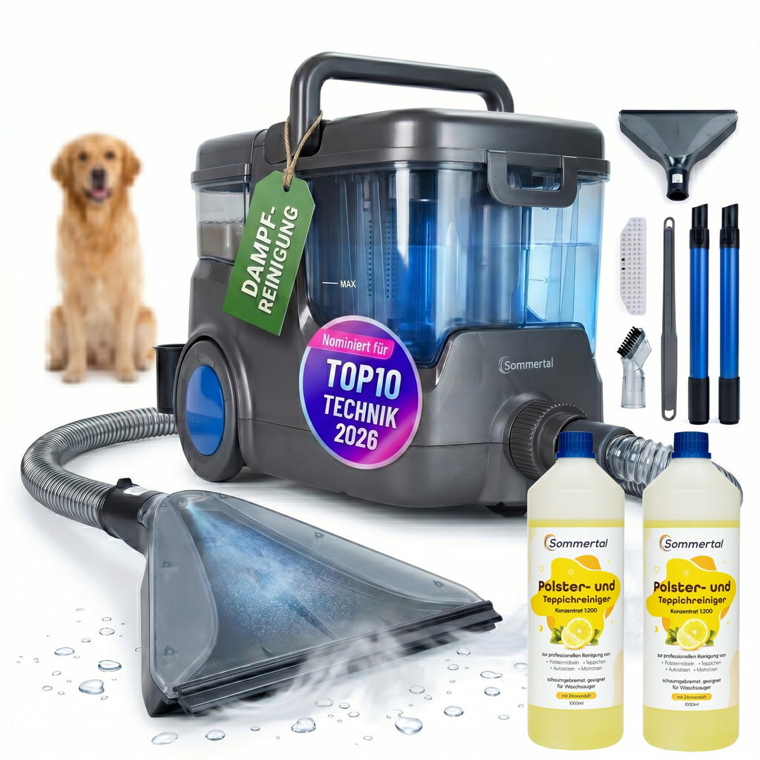 HYDRO 9000 MAX Waschsauger | 1.000W, 20 kPa | Teppichreiniger & Polsterreiniger mit Dampfsauger & Na