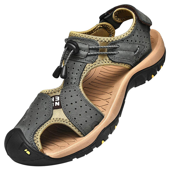 rismart Herren Closed Zu Draussen Sport Trekking Schuhe Leder Sandalen 39 EU Dunkelgrau, 39 EU Dunke