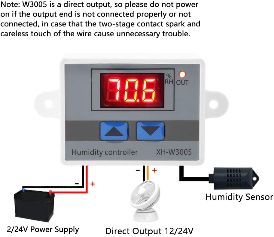 XH-W3005 Digitaler Feuchtigkeitsregler Hochgenauer Feuchtigkeitssensor Hygrometer 12V/24V/220V(12V),