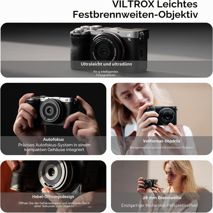 VILTROX AF 28mm F4.5 f/4.5 FE Objektiv für Sony E Mount, Weitwinkel Vollrahmen Autofokus Objektiv ko