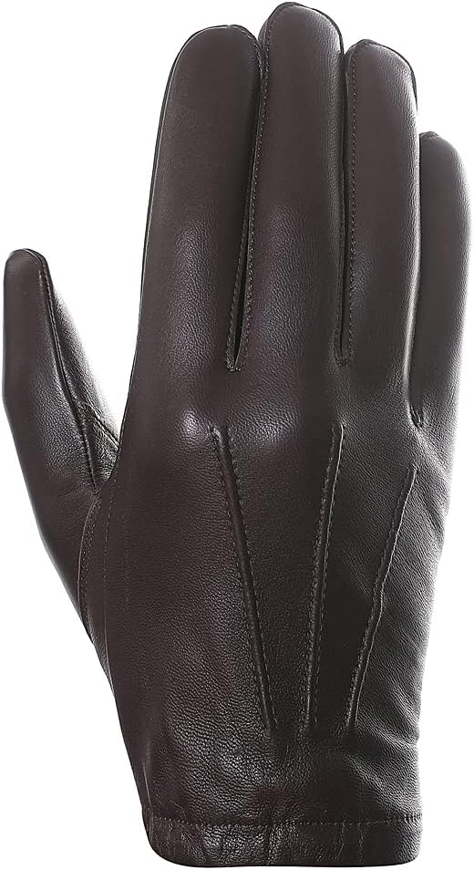 Harssidanzar Herren dünne ungefütterte Lederpolizeihandschuhe GM031EU XL Braun, XL Braun
