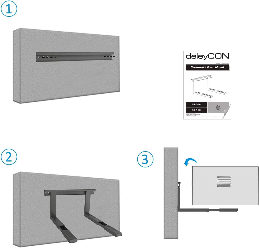 deleyCON Universal Mikrowellenhalterung Wandhalterung Microwelle bis 35Kg Ausziehbar bis 53,5cm Back