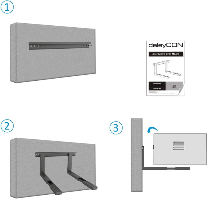 deleyCON Universal Mikrowellenhalterung Wandhalterung Microwelle bis 35Kg Ausziehbar bis 53,5cm Back