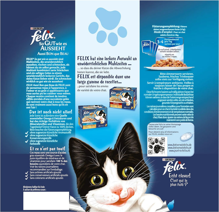Felix So gut wie es aussieht, Katzennassfutter, Gelee Geschmacksvielfalt vom Land I Adult I 4er Pack