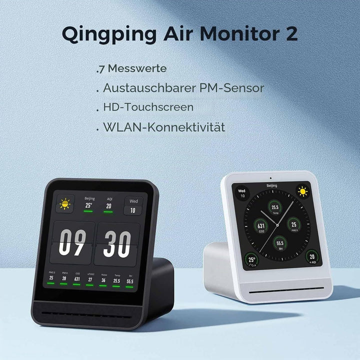 Qingping Air Quality Monitor Gen 2, Air Quality Monitor Indoor Detects PM2.5, CO2, PM10, Noise, Temp
