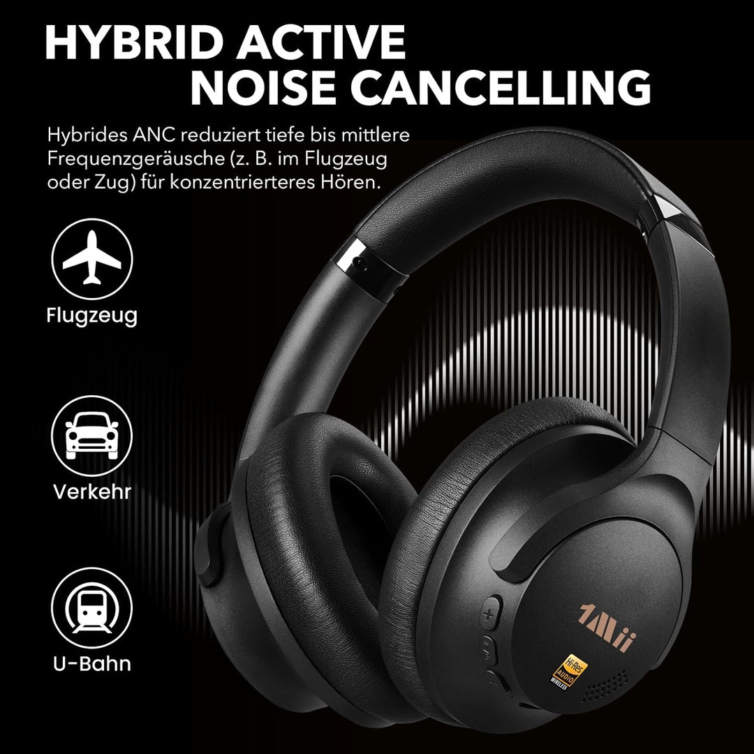 1Mii Y8+ Kabellose Bluetooth Kopfhörer, Hybrid Active Noise Cancelling, LDAC Hi-Res Audio, Individue