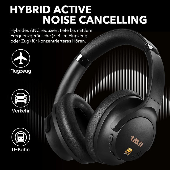 1Mii Y8+ Kabellose Bluetooth Kopfhörer, Hybrid Active Noise Cancelling, LDAC Hi-Res Audio, Individue
