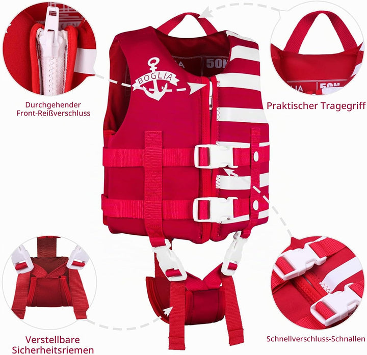 PROTAURI Kinder Schwimmerjacke - Jungen Mädchen Neopren Schwimmen Jacke Kleinkind Schwimmen Lernen B