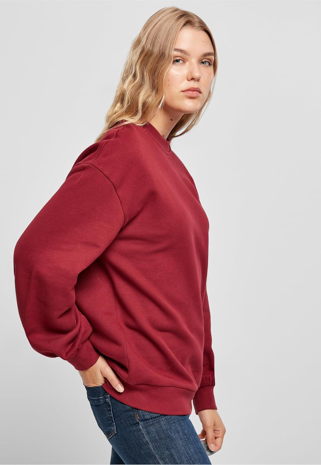 Urban Classics Damen Ladies Organic Oversized Crew L Grosse Grössen Burgundy, L Grosse Grössen Burgu