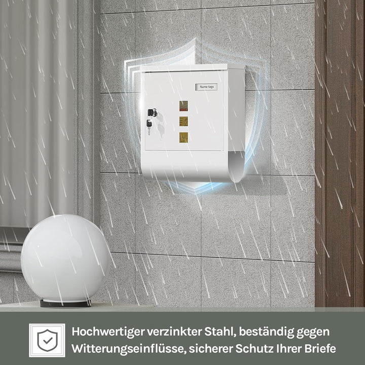 WOLTU Briefkasten Postkasten mit Zeitungsfach Sichtfenstern Namensschild, Wandbriefkasten abschliess