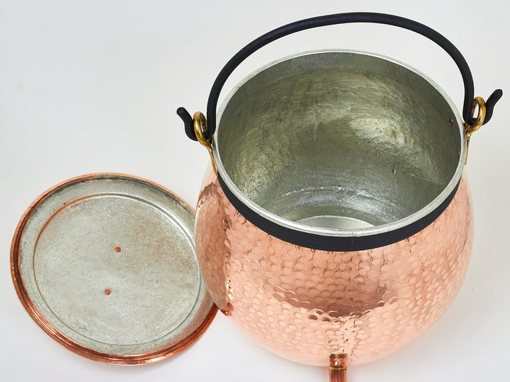 Glühweinkessel Feuerzangenbowle Kupferkessel mit Zapfhahn, Griff und Deckel innen verzinnt von 20 bi