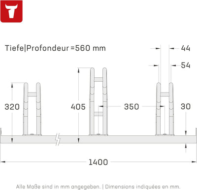 STIER Fahrradständer, für 4 Räder, feuerverzinkte Stahlkonstruktion, Bügelparker, auch für Mountainb