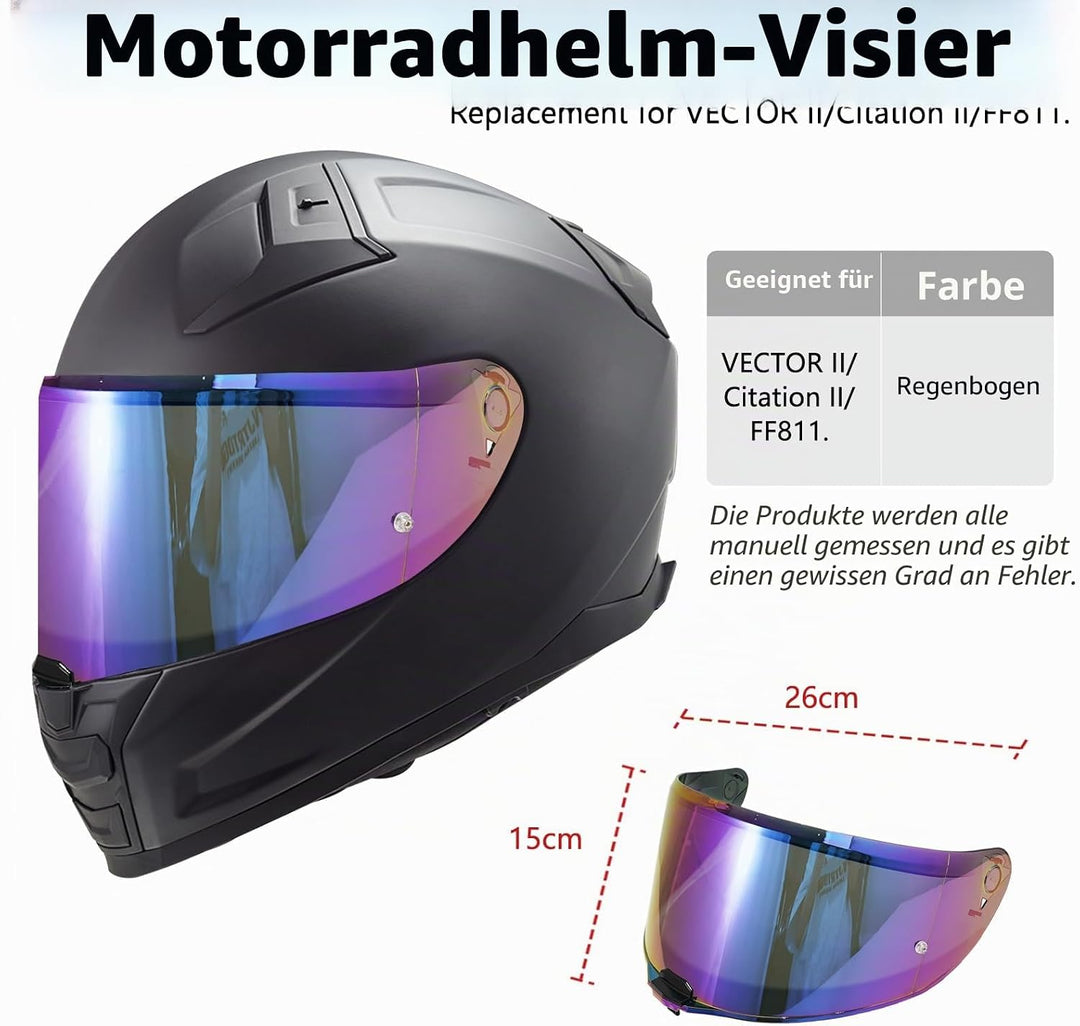 VCOROS Motorradhelm Visier,Motorrad Windschutz Helm Objektiv Visier,Helmvisier für FF811/VECTOR II/C