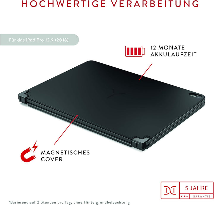 BRYDGE 12.9 Pro, Hochwertige Bluetooth Tastatur aus Aluminium, deutsches Layout QWERTZ, für das iPad
