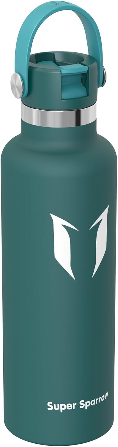 Super Sparrow Trinkflasche Edelstahl - Thermobecher - 350ml, 500ml, 750ml, 1L - FlipFlow Trinkflasch