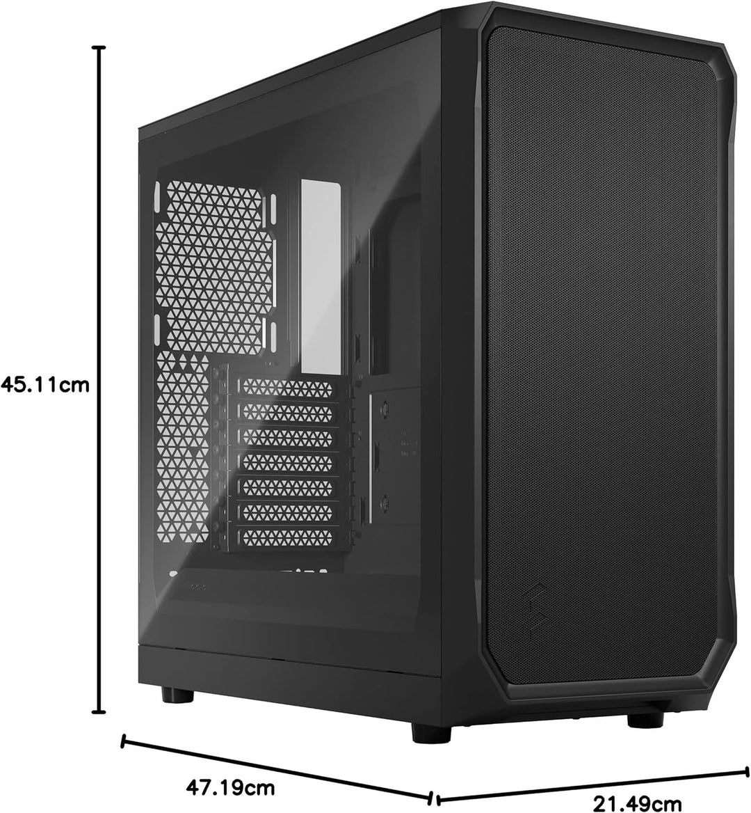 Fractal Design Focus 2 Black - Tempered Glass Clear Tint – Mesh Front – Two 140 mm Aspect Fans Inclu