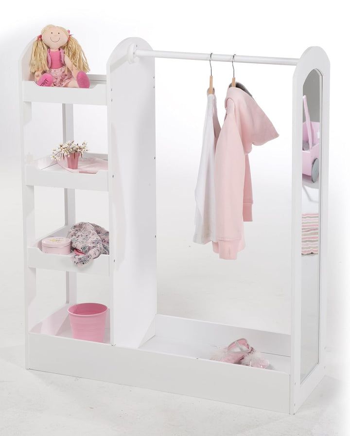 roba Garderobe, Kindermöbel mit Kleiderständer, Regal, Kleiderstange & grossem Spiegel; aus Holz wei