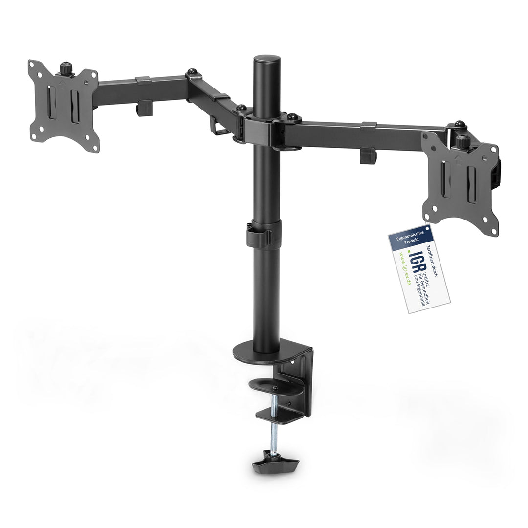 DIGITUS Monitorhalterung - Tischklemme - 2 Monitore - Bis 32 Zoll - Bis 3X 8 kg - VESA 75x75, 100x10