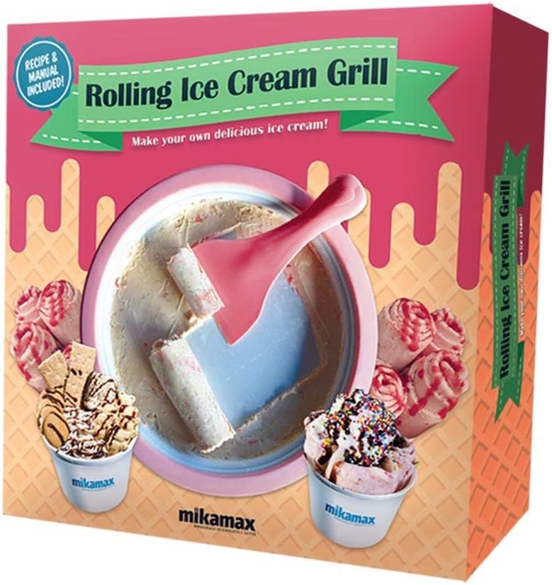 mikamax - Eis Teppanyaki Platte - Eiscreme Rollen Machine - DIY Roll - Ice Pan Eismaschine - mit rez