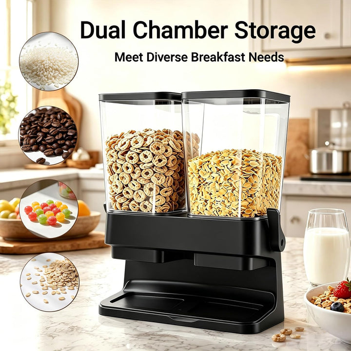 Doppel Müslispender 2 x 3L Vorratsbehälter mit Spender, Cornflakes Spender für Trockenfutter, Cornfl