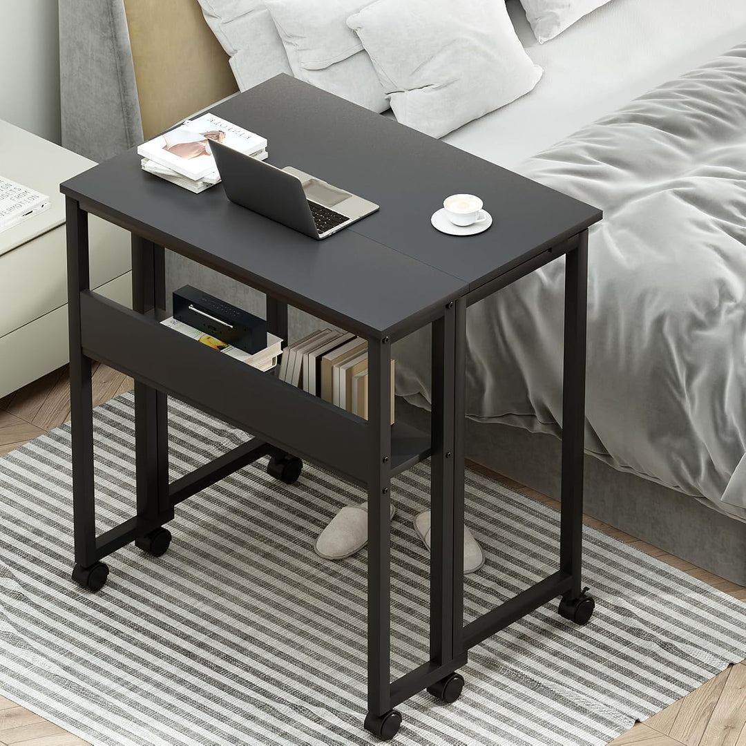 GreenForest Kleiner Schreibtisch Klappbar, 80 cm Klappschreibtisch mit Rollen, Einfache Montage Klap