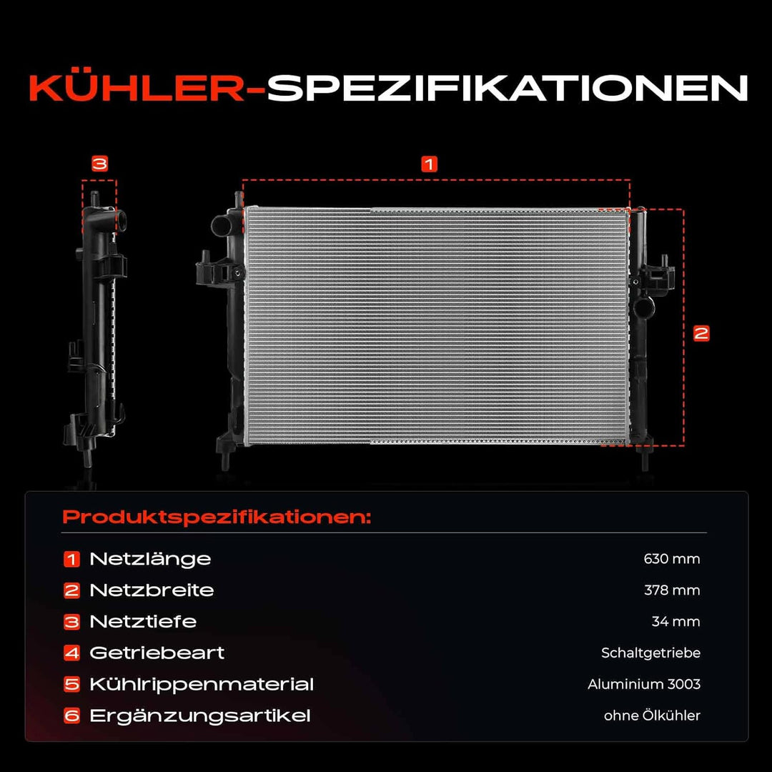 Frankberg Kühler Wasserkühler Schaltgetriebe Kompatibel mit Corsa C Kasten/Schrägheck X01 1.7L 2000-