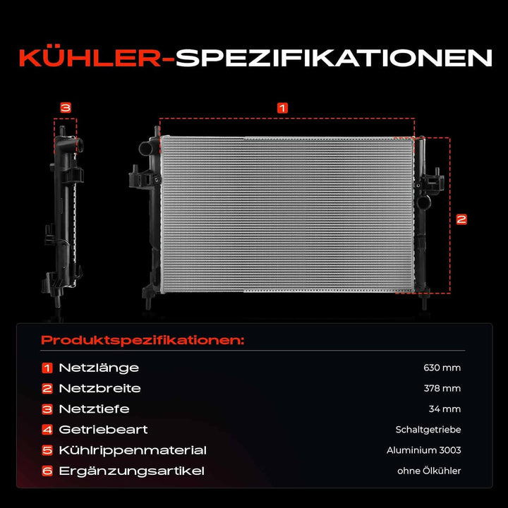 Frankberg Kühler Wasserkühler Schaltgetriebe Kompatibel mit Corsa C Kasten/Schrägheck X01 1.7L 2000-
