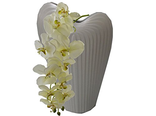 Grosse Vase Dekorative Stein graue Keramikvase Bodenvase mit Orchidee