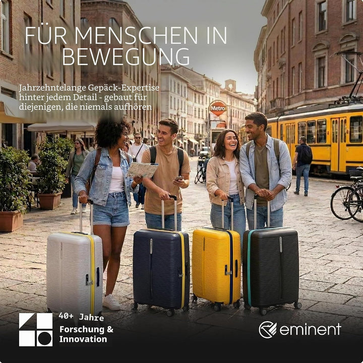 Eminent Finno Handgepäck Koffer 55x40x20 cm, Erweiterbar, Hartschalenkoffer, 4 Rollen, Leicht, TSA S