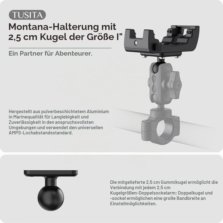 TUSITA GPS Halterung mit Kugelkopf Kompatibel mit Garmin Montana 700 700i 710 710i 750i 760i - B Grö