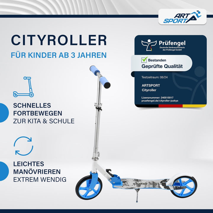 ArtSport Cityroller Scooter mit Big Wheel Räder & Tragegurt - Für Kinder ab 3 Jahren - 4 Designs 88