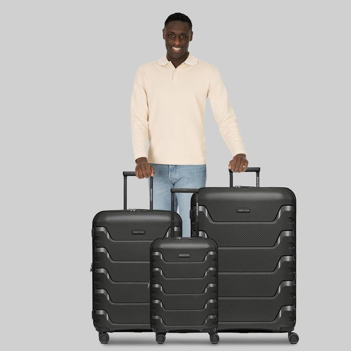 SMARTBOX Hartschalen Koffer-Set 3-teilig | mit Dehnfalte erweiterbar um 3 cm | aus hochwertigem, lei