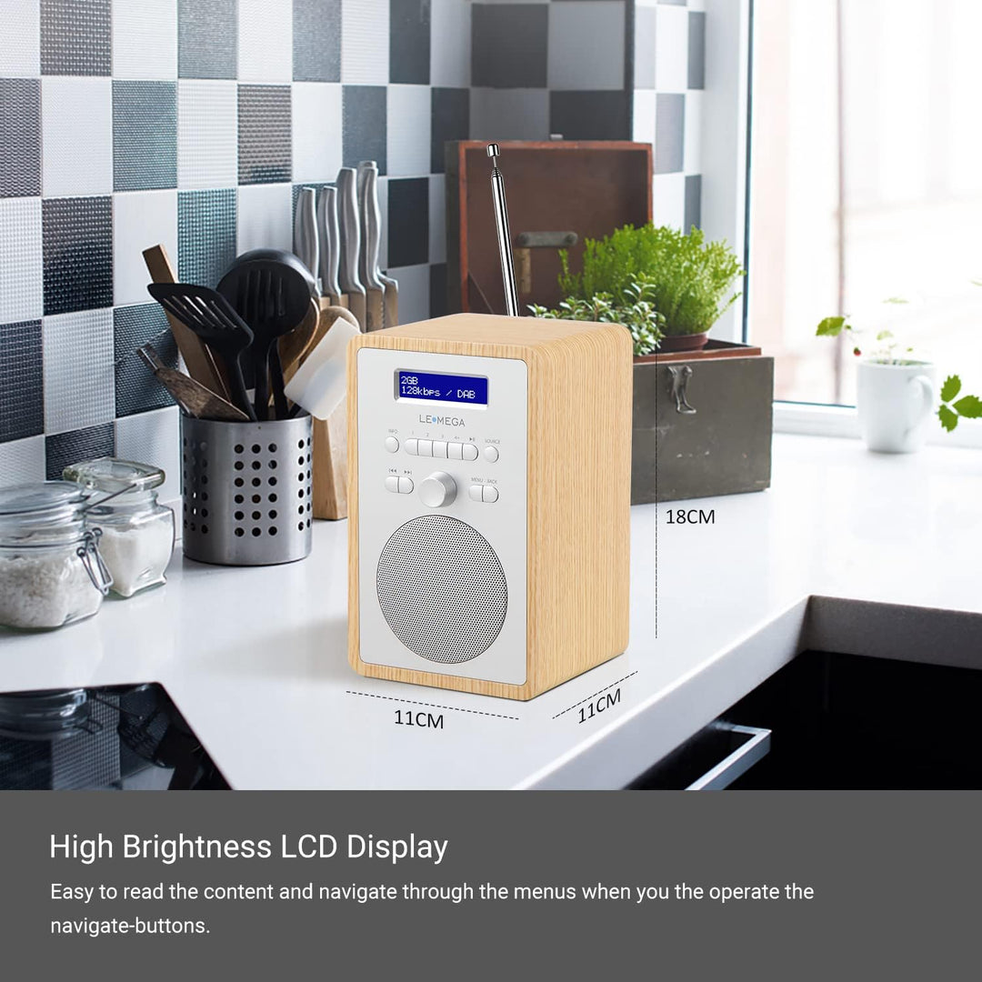 LEMEGA CR2+ DAB/DAB+ Digitalradio, FM-Digitalradio, kleines DAB-Radio, netzbetrieben, Dual-Wecker, K