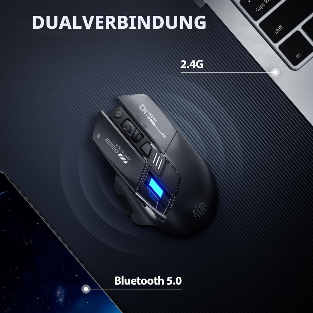 inphic A9 Explorer Bluetooth Maus, Dual-Mode Bluetooth 5.0/2.4G Maus kabellos Aufladbar, 2400 DPI, R