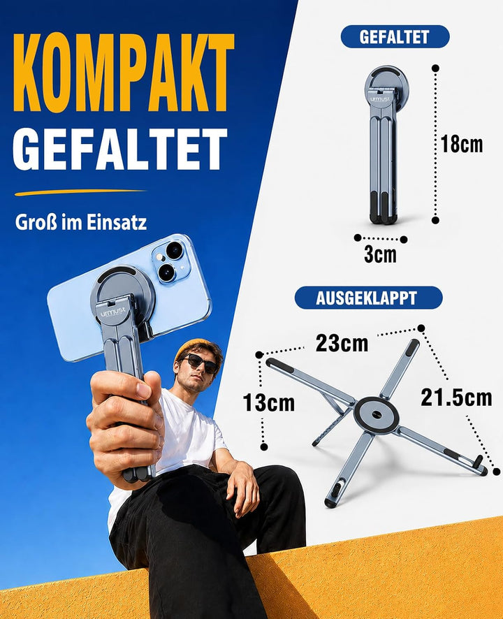 Urmust Leichter Laptop Ständer, Alu Tablet &amp; Magnet-Handyhalter Grau Grau Laptop Ständer 3-in-1, Gra