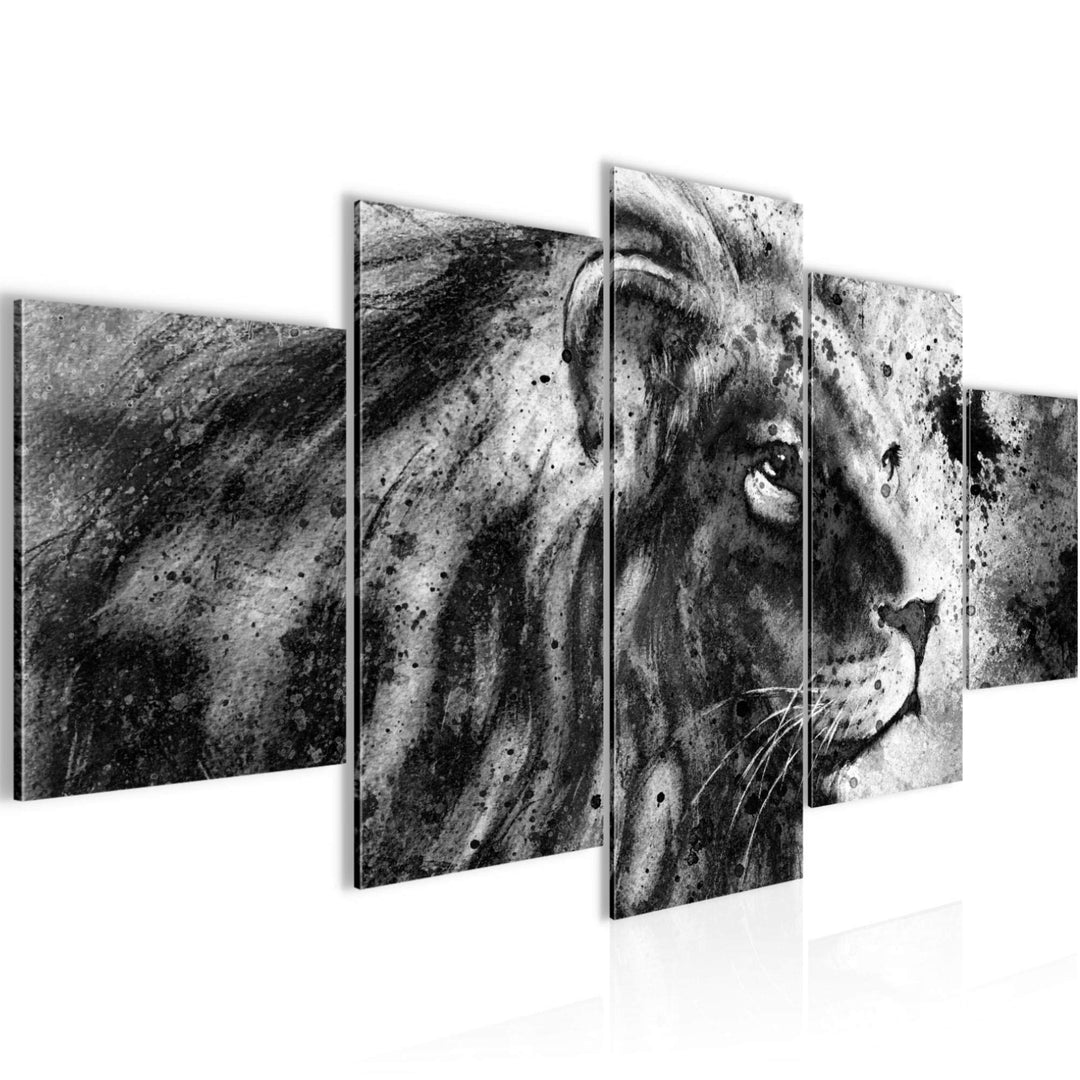 Runa Art Wandbilder Afrika Löwe 5 Teilig Bild auf Vlies Leinwand Deko Wohnzimmer Schlafzimmer Tiere