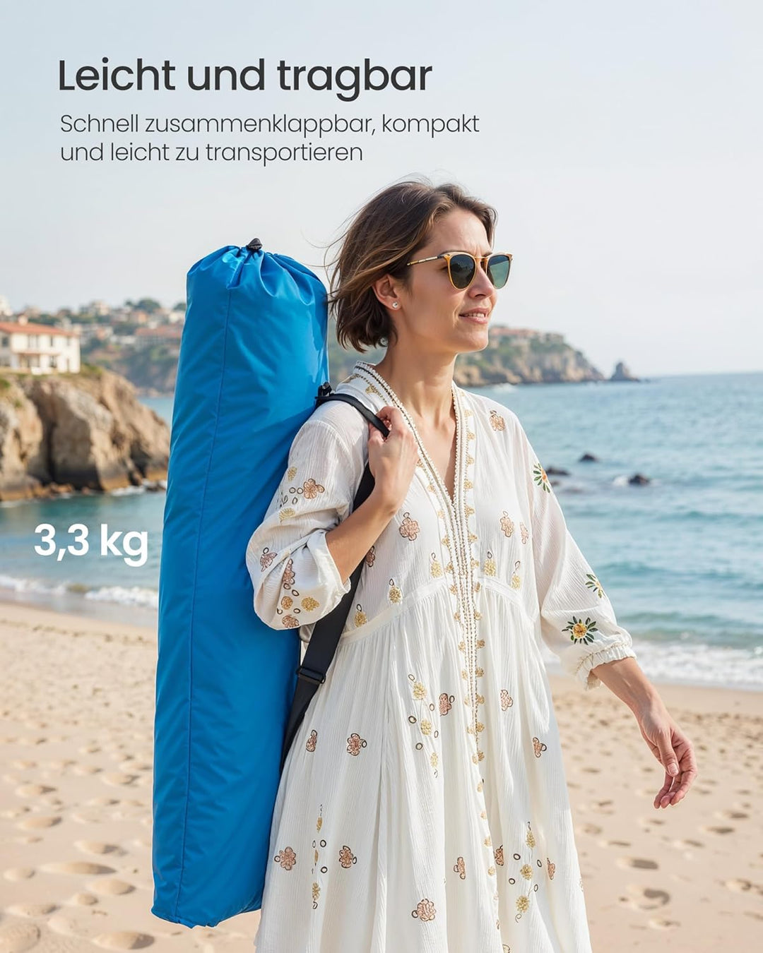 SONGMICS Strandstuhl mit hoher Rückenlehne, tragbarer Klappstuhl, klappbarer Campingstuhl, faltbar,