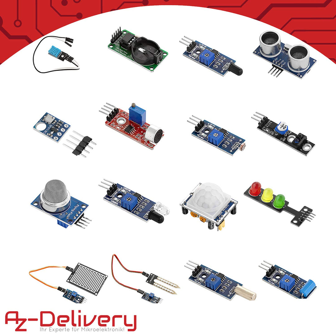 AZDelivery 5 x 16 in 1 Kit Zubehörset mit Sensoren und Modulen kompatibel mit Arduino und Raspberry