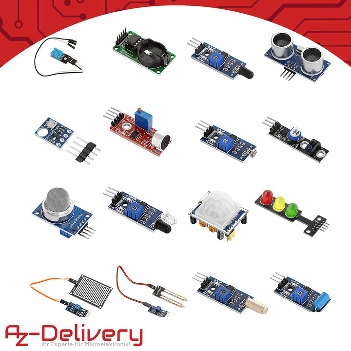 AZDelivery 5 x 16 in 1 Kit Zubehörset mit Sensoren und Modulen kompatibel mit Arduino und Raspberry