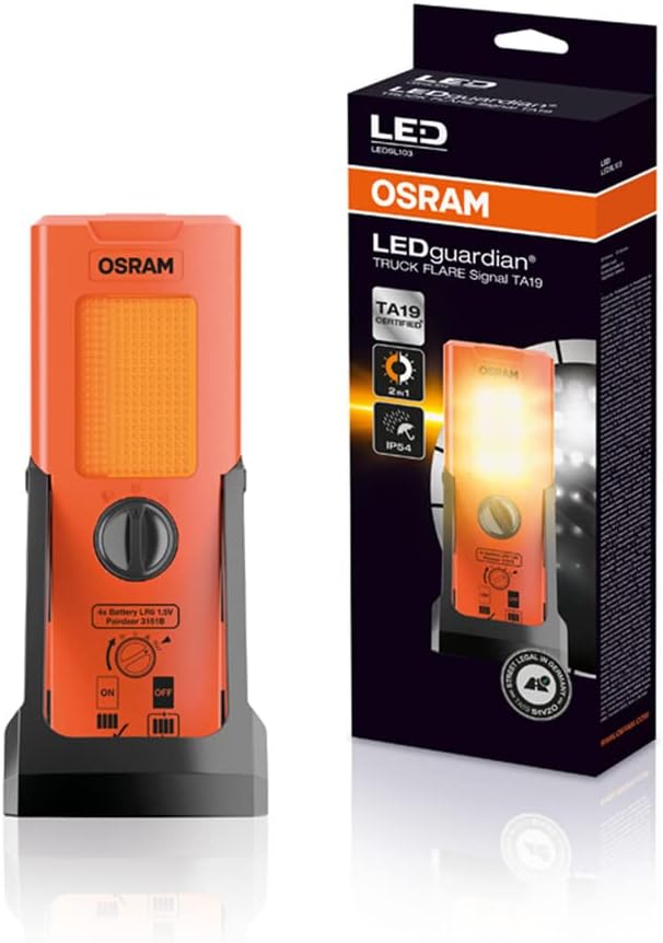 Osram LEDguardian TRUCK FLARE Signal TA19, aufstellbare LED Warnleuchte für LKW, Bus, Fahrzeuge über