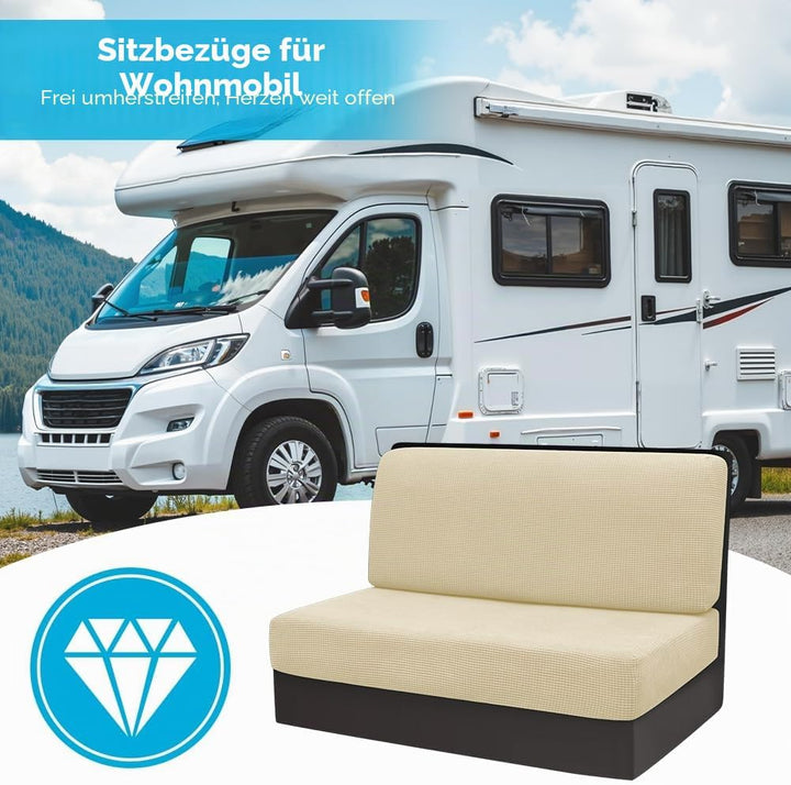 2 Stück Camper Kissenbezüge, 1 Set Spannbezüge Couch, RV-Sitzbezüge, Wohnwagen Polster, Sofa-Sitzkis