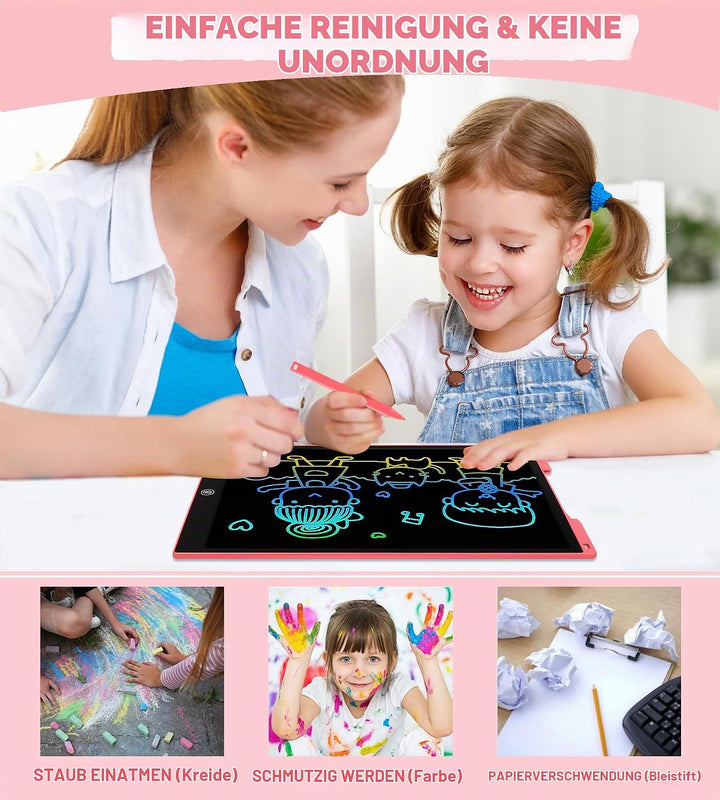 Bunte LCD Schreibtafel, 15 Zoll LCD Schreibtablett für Kinde, Maltafel Kinder Elektronisch Spielzeug