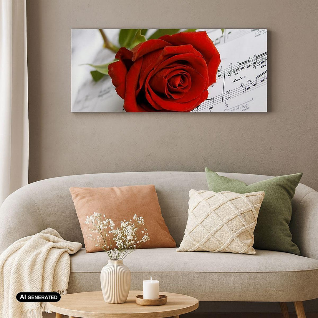 Wandbilder Dekoration Wohnzimmer Musik Rose Dekoration romantisch Panorama Bilder auf Leinwand 120x5