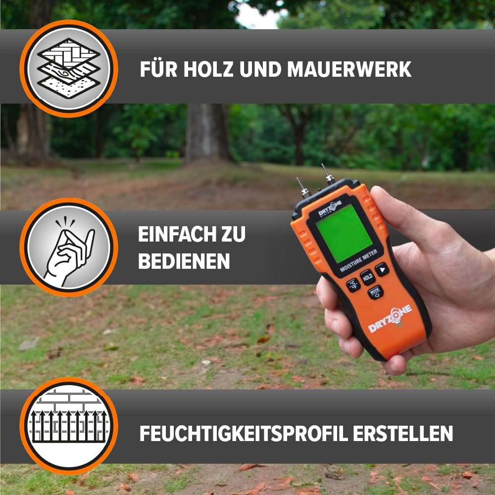 Dryzone Feuchtemessgerät - Feuchtigkeitsmessgerät Wand, Holz, Mauerwerk und andere Baumaterialien -