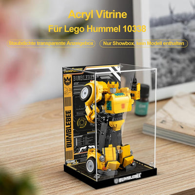 cooldac Acryl-Vitrine kompatibel mit Lego 10338 Bumblebee, Staubdichtes Transparentes HD Backdrop Di